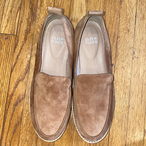 Eileen Fisher Ells Platform Loafers Size 6.5 Brown Suede Slip On Sneakers - Picture 10 of 10